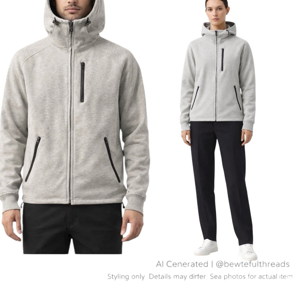 Japanese Minimalist Tech Hoodie Jacket Grey Unisex Oversized Streetwear